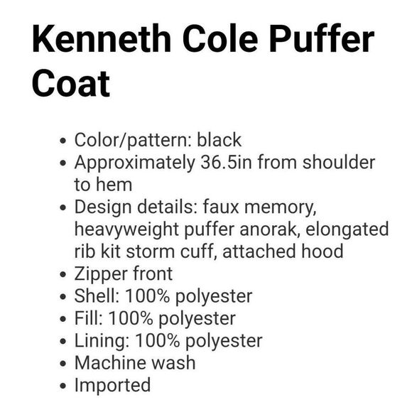 NWOT Kenneth Cole Anorak Puffer Coat Jacket: Warm Comfy Flattering Fit & Flare - Picture 6 of 14
